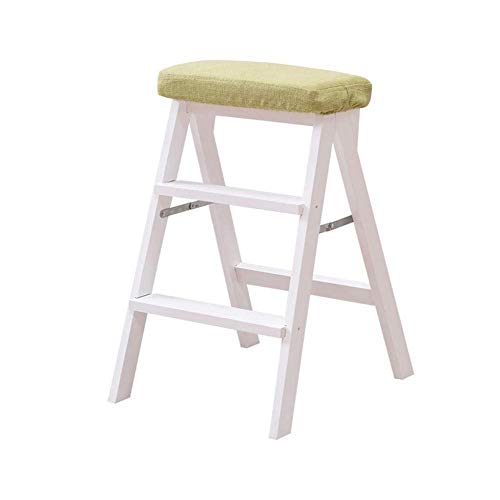 Tabouret en bois marron premium avec structure pliable 3 marches - 2
