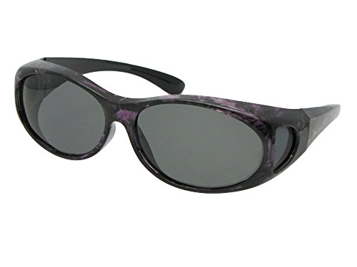 Small Polarized Fit Over Sunglasses F3 (Purple Marble- Med Dark Gray Lens, 2 3/8, inches)