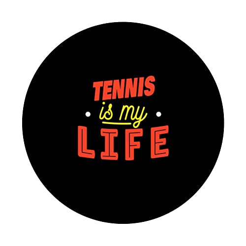 Tennis Is My Life Funny Tennis Player PopSockets Swappable PopGrip, Black - Image 3