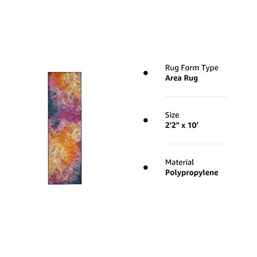 Nourison Passion Sunburst 2'2" X 10' Area -Rug, Modern, Abstract, Easy -Cleaning, Non Shedding, Bed Room, Living Room, Dining Room, Kitchen, (10' Runner) #TOP7
