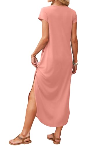 Image of RUMIA Summer Maxi Dresses for Women Cap Sleeve Long Sundress with Pockets
