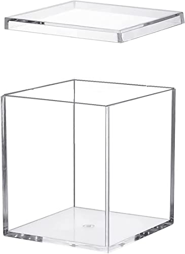 Image of Premium Acrylic Transparent Jewellery Storage Box with Lid For Multipurpose use Cosmetic, Office, and Stationery Items Etc (L8X8DX10H CM 4MM).