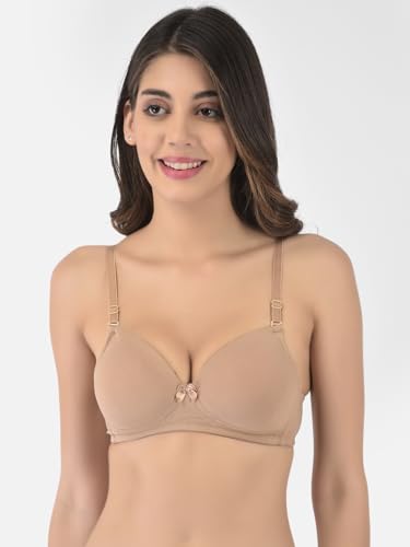 Image of Softline Women's Cotton-Rich Wire-Free Padded Bra | Full Coverage, Seamless & Breathable for Everyday Comfort | Soft Fabric with Supportive Fit for All-Day Wear