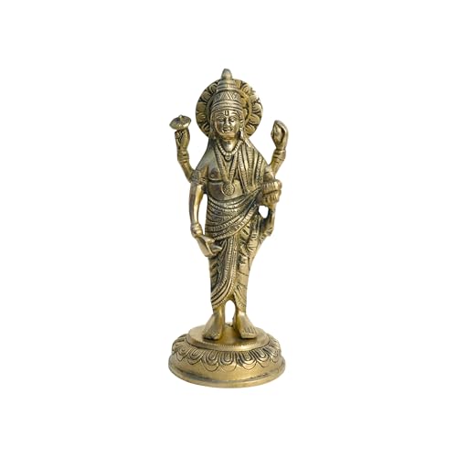 Image of Brass Dhanvantri Statue | Weight - 1012gm Approx | Idol | Feng Shui Remedies | Home Decor | Decorative Items | Vastu Remedy | God of Ayurveda /Medicine Statue