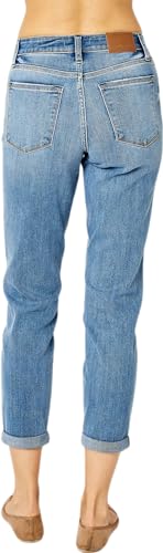 Judy Blue Mid Rise Cuffed Slim Jeans - Comfy & Stretchy Denim for Everyday Wear 82441-4