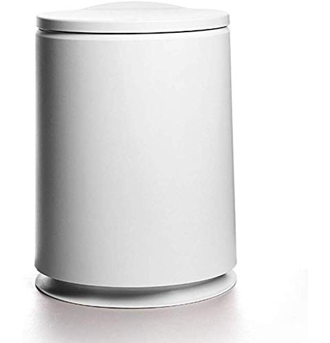 DJJY 10L Trash Can With Lid, Pressure Type Trash Can Home Living Room Kitchen Plastic Trash Can Suitable For Most Homes (color: White)