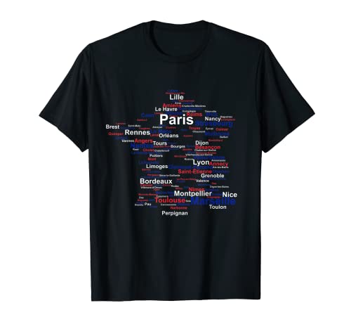 Francia Silueta Mapa Bandera Ciudades Francesas Ciudades Viajes Europa Camiseta