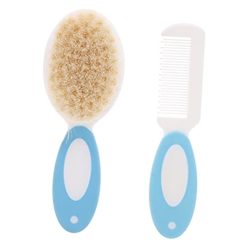 VICASKY 2sets Cradle Cap Baby Brush Massaging Wool Brush for Bath Shower Kids Grooming Tool Wooden Handle Safe for Scalp Easy to Clean 2pcs*2