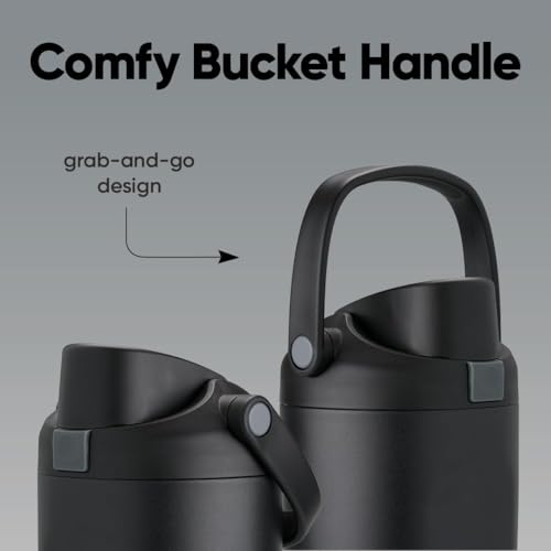 Image of COMFYPOTFreeSip Sway 900ml Stainless Steel Water Tumbler with Two-Way Spout & Straw, Bucket Handle, Leak-Proof BPA-Free Sports & Travel Sipper for School, Gym & Outdoor (Cust /Matte Black)
