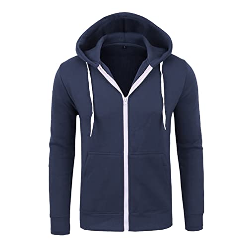 Mens Zip up Hoodie Fall Jacket Solid Color Sweatshirt Lightweight Casual Coats Fleece Comfort Sweatshirts with pocket2