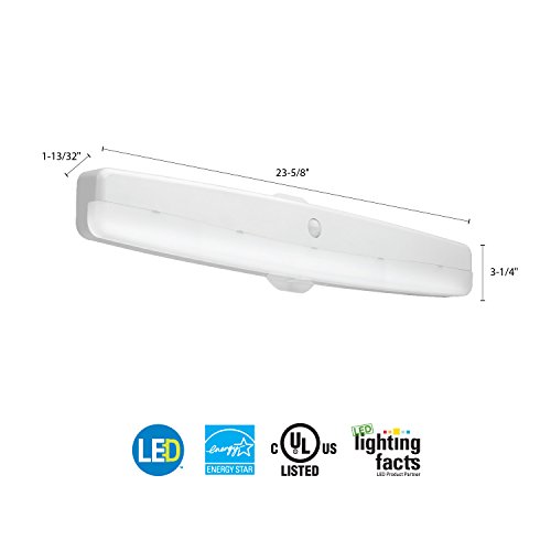Image of Lithonia Lighting FMMCL 24 840 PIR M4 Adjustable 24-Inch LED Flush Mount Closet Light with Motion Sensor, 1225 Lumens, 120 Volts, 17 Watts, Damp Listed, White