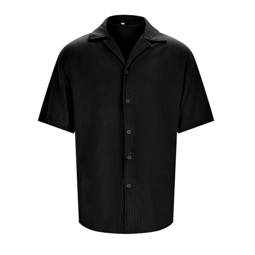 Men's Summer Button Up Shirt Short Sleeve Cuban Shirt Knit Slim Beach Shirt Pimp Shirts Men Long Sleeve Shirts for Men3