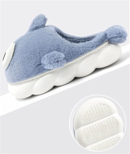 Epsion Women Men Plush Slippers Cute Animal Shark Slipper Cozy Winter Thick-soled House Shoes4