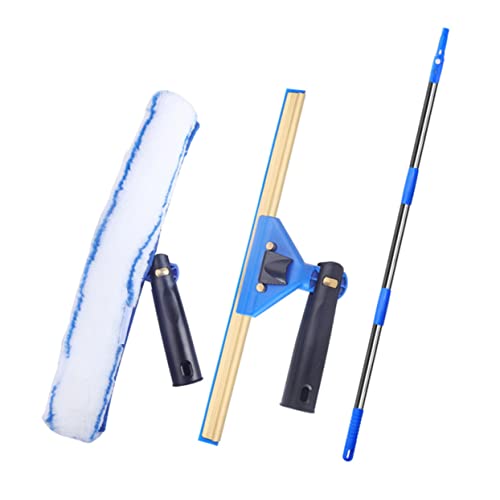 POPETPOP Limpiacristales Extensible con Escobilla de Microfibra para Ventanas y Coches Kit Ligero y Duradero para Baño Cocina y Mango Ergonómico Cómodo y Seguro