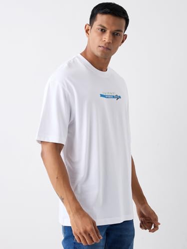 Image of Spykar Men's Oversized Round Neck Half Sleeve Solid Casual T-Shirt