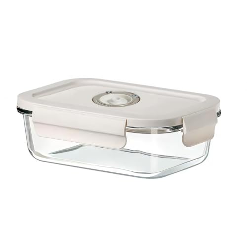 Y K YUKO 融光 真空保存容器 耐熱ガラス 1480ML (プレミアムモデル)- 食品保存、鮮度長持ち 漏れ防止 食品真空保管ボックス 電子レンジ・冷蔵・冷凍OK、食洗機対応、におい移り防止、気密 衛生的、お手入れ簡単、作り置き保存、長持ち、ガラス容