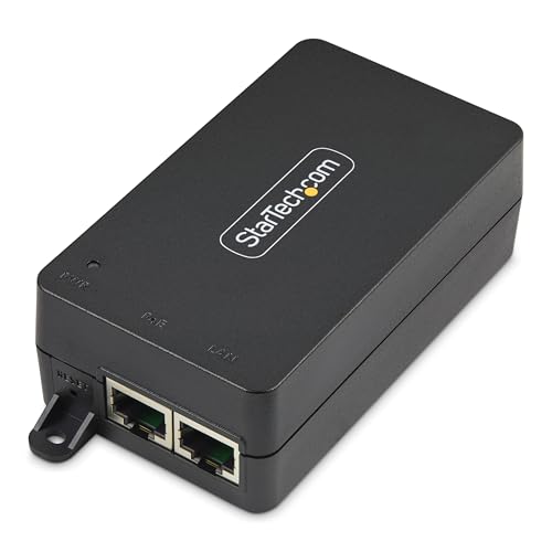 StarTech.com 1-Port 10Gbps PoE++ Injector, 60W, 2.5/5/10G Ethernet/10/100/1000Mbps, PoE++, TAA (802.3af/802.3at/802.3bt)