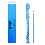 EastRock Soprano Recorder for Beginners Kids, C Key Recorder German Style, Soprano Recorder ABS 3 Pieces with Cleaning Rod Fingering Chart Packing Bag Thumb Rest (Blue)