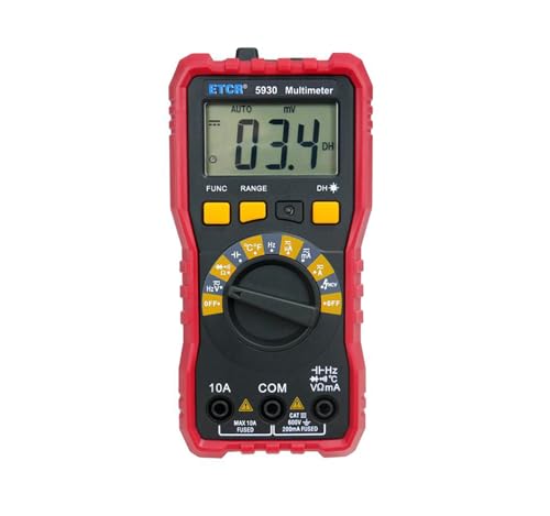 Image of ETCR5930 Multimeter Tester 1999 Counts Digital Multimeter DC AC Voltmeter and Ohm Volt Amp Meter Auto-ranging Measures Current Voltage Temperature NCV Frequency Diode Continuity Electrical Tester