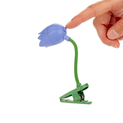 balvi Leselampe Tulip Lila Farbe Flexible Leselampe mit Klemme in Tulpenform zum Lesen im Dunkeln Pla