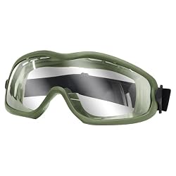 Qavctw Casco táctico Airsoft Militar Gafas de seguridad con lente antivaho para caza, tiro, paintball, ciclismo, color verde