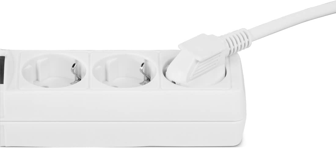 Hama 3-Way Power Strip with Switch, 1.4 m (Power Strip with Switch, 3-Way Power Strip, 3-Way Multiple Socket, Multiple Plug, with Touch Protection, Illuminated Switch, 45°) White