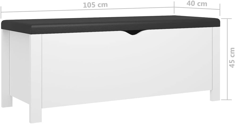 Storage Boxstorage box with Cushion White 41.3"x15.7"x17.7" Engineered WoodGreat for storing, organizing and reducing clutter