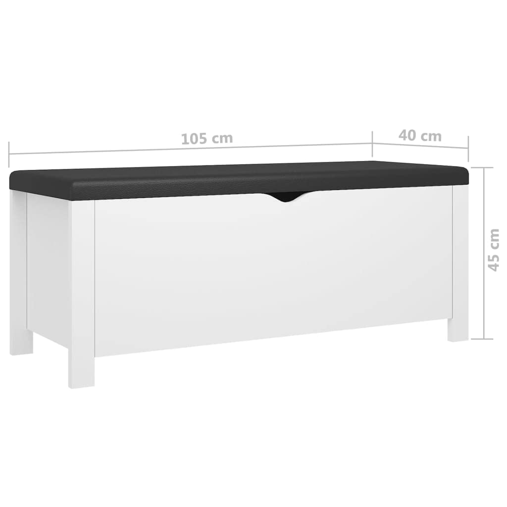 Genérico Caja de Almacenamiento cojín contrachapada Blanco 105x40x45 cm,Mobiliario,Armarios y Almacenamiento,Baúles de almacenamiento-326768