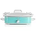 MegaChef 3.5 Quart Rectangle Casserole Slow Cooker with 3 Temperature Settings, Carry Handles and Locking Tempered Glass Lid (Turquoise)