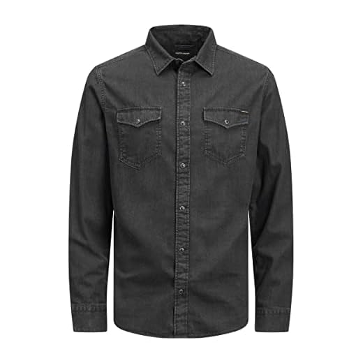 Jack & Jones Jjesheridan Shirt L/s Camisa Vaquera, Negro (Black Denim Fit:Slim), Medium para Hombre
