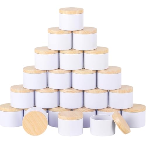 Frascos para hacer velas en casa, set de 24 latas de metal negro de 4oz con tapas herméticas