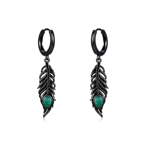 Pendientes de aro de plata S925 y malaquita de alta calidad artesanal