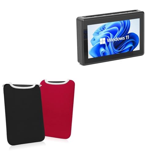 BoxWave Case Compatible with HEIGAOLA Mini PC Windows 11 PRO Intel N5095 (5.5 in) - SlipSuit, Soft Slim Neoprene Pouch Protective Case Cover - Jet Black/Crimson Red (Reversible)
