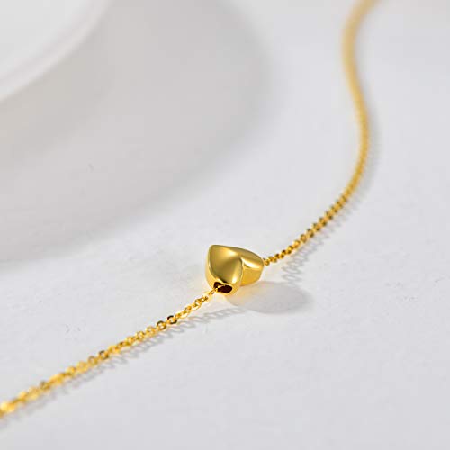 18K Sold Gold Heart Pendant Necklace for Women, You are Only One in My Heart, Forever Love Heart Jewerly for Her, 16"-17"4