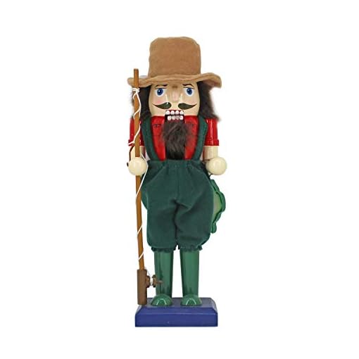 Beachcombers 9" Wood Fisherman Nutcracker Green