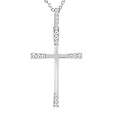 Madina Jewelry - Collar con colgante de cruz de diamante de corte redondo de 0,27 quilates (color G SI-1 claridad) en oro blanco de 14 quilates con cadena de 40,6 cm