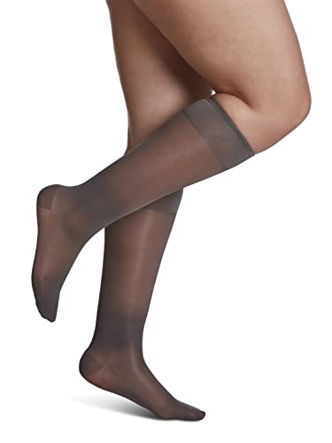 Image of SIGVARIS Women's Sheer Fashion Closed Toe Calf Height - 15-20mmHg Weight Compression Hose - Lightweight & Breathable in Soft Stretch Fabric for Comfortable Everyday Wear