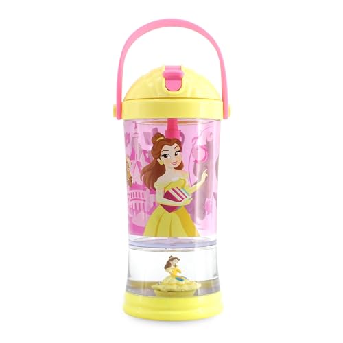 Disney Store Officiel Belle Snow Globe Gobelet avec paille - La Belle et la Bête - Bouteille d'eau pour enfants de 310 ml avec paille à rabat et couvercle à visser - Convient aux enfants à partir de 4