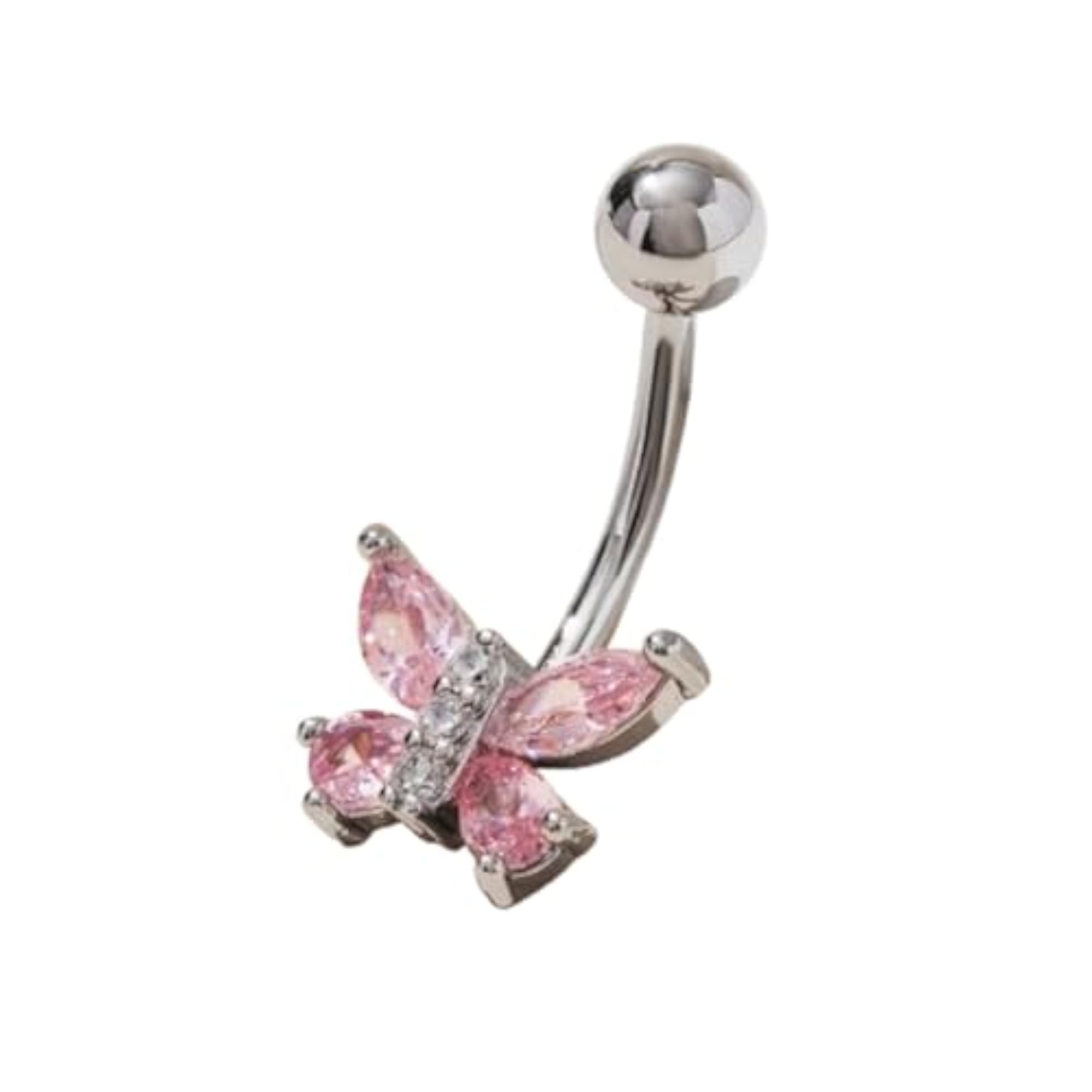 Butterfly Multicolor Crystal Belly Button Rings