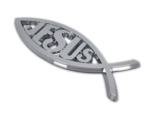 Image of Elektroplate Christian Jesus Fish OEM Chrome Emblem for Cars, Trucks, and All Auto | Universal Fit at 4.0 inch x 1.4 inch | Weatherproof