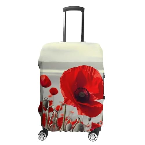 Red Poppy Flower Luggage Cover, Washable Elastic Suitcase Cover Protector Fit 18-32 Inch Luggage
