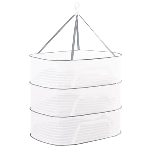 Image of 3 Layer Hanging Herb Drying Rack with Foldable Mesh Design | Fine Breathable Mesh, Zipper Closure, 360 Hanging Hook, Fast Air Circulation, Space-Saving Storage
