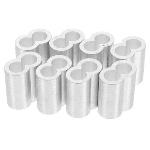 Veemoon 8piezas Manguitos Crimpado Cable Aluminio Protector Cable Acero Bucle Aluminio Herramienta Pesca Accesorio Acero
