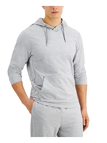 Alfani Men's Moisture-Wicking Pajama Hoodie (Grey Heather, Small)