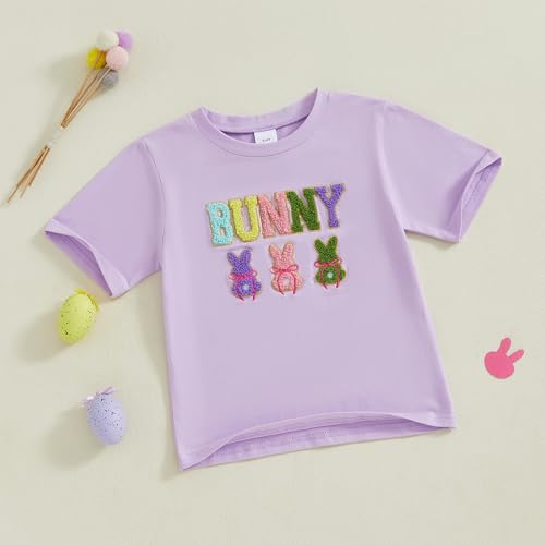 Toddler Boys Girls Cute Bunny Short Sleeve Crew Neck Shirt Top Kids Easter Outfits3