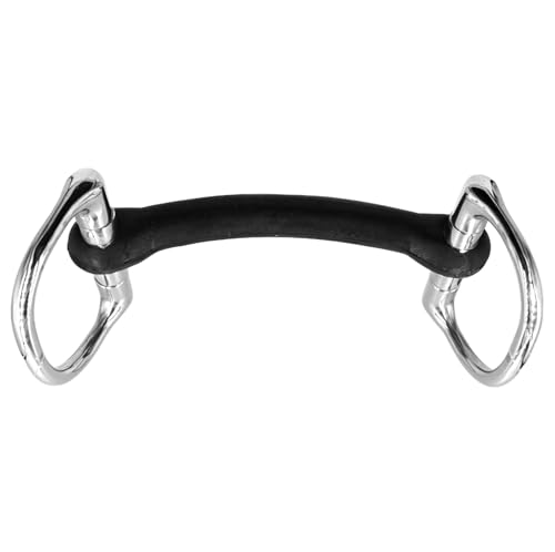 Mors en D avec barre en caoutchouc flexible 20 mm confort supérieur pour chevaux sensibles 14,5 cm