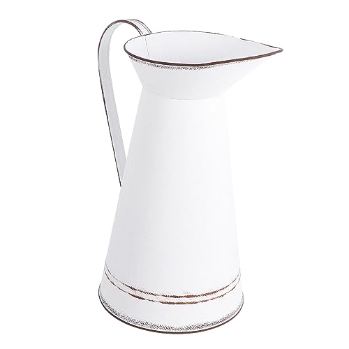 Veemoon Jarrón Metálico Vintage Palangana y Jarra para Lavabo Antiguo - Decoración Rústica - Estilo Campestre Ideal para Flores y Centro De Mesa