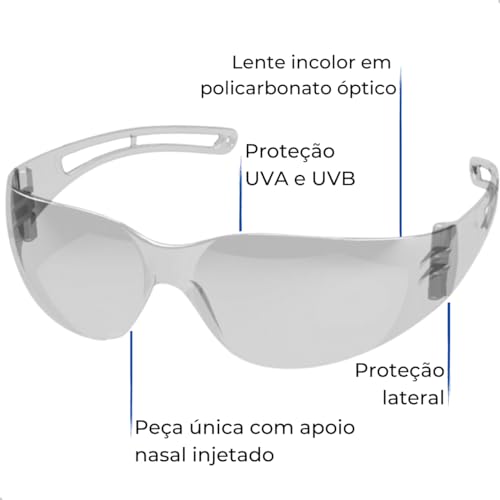 Kit 10 Óculos De Proteção Segurança New Stylus Incolor Epi Valeplast