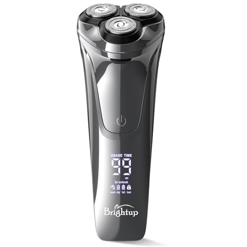 Brightup Electric Razor for Men, Electric Shavers for Men Face with Pop-up Trimmer, Waterproof Cordless USB-C Rechargeable, Wet Dry Portable Shaver with LCD Display/Travel Case, Gift for Him