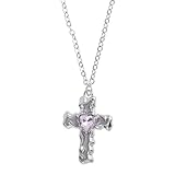 Collar de plata de ley 925 con cruz de corazón infinito para mujeres y niñas, circonita cúbica brillante religiosa, fe y collar, joyería católica Navidad Acción de Gracias